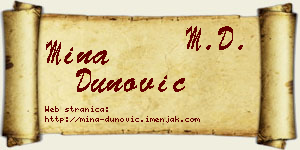 Mina Dunović vizit kartica